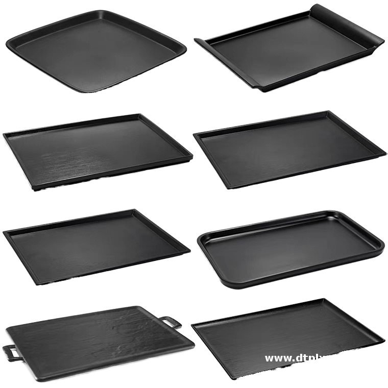 Eco-Friendly 8 Inch Black Melamine Rectangular for Charger Plate Dish for Restaurant Wedding or Party