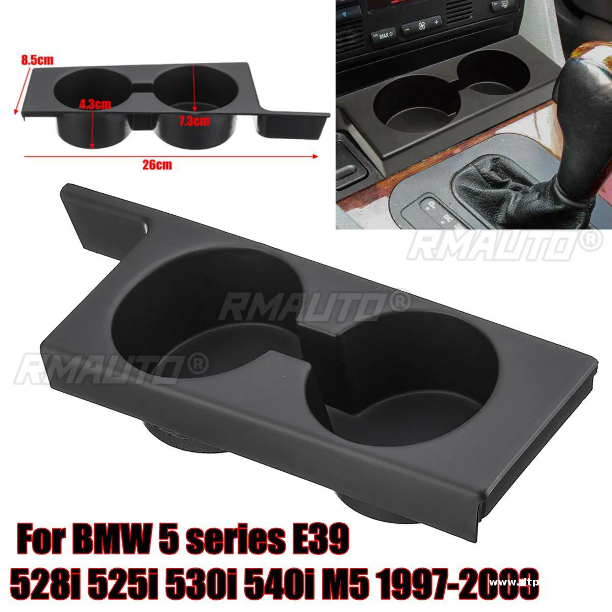 Front Car Cup Holder Car Accessories for BMW E39 5-Series 1997-2003 Plastic Black Portable Car Front Cup Holder