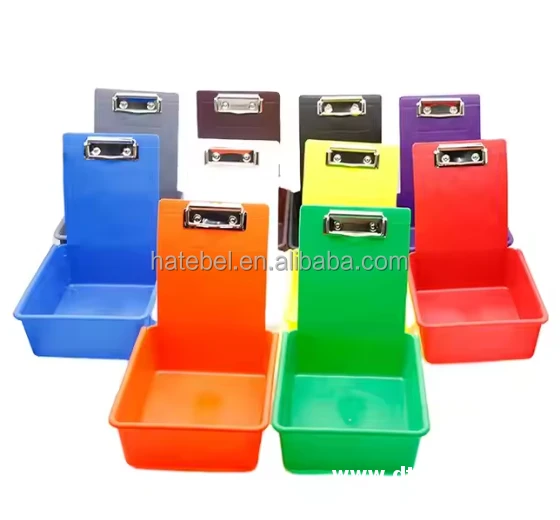 Colorful Dental Storage Plastic Boxes Turnover Dental Work Pan with Clip Holder