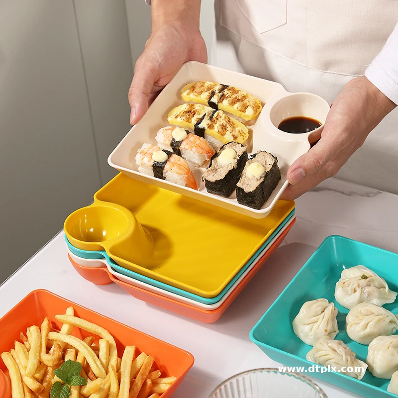 Creative Japanese Square Plastic Food Snack Dessert Plate Household Dumpling Vinegar Sushi Plate