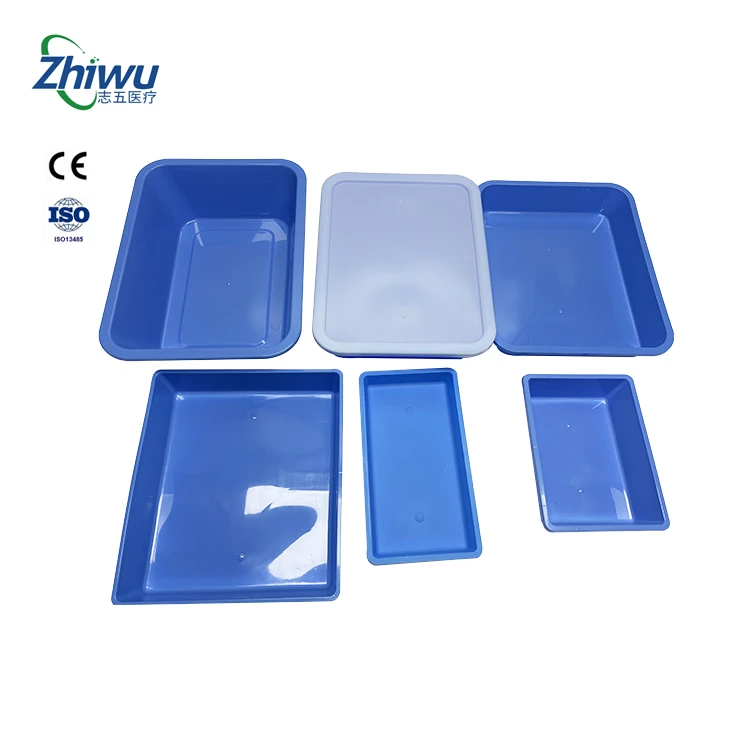 Hot Sales EO or Non-steriled Medical Plastic Blue Hollowware Tray Disposable Surgical Tray for Multifunctional Use