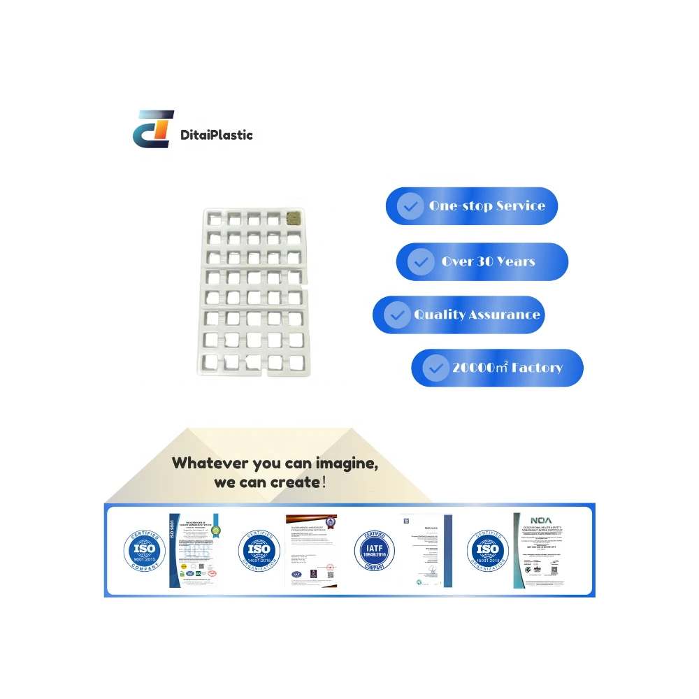 Custom White Plastic Vacuum Formed Component for Multi Compartment Industrial Tray with Grid Design