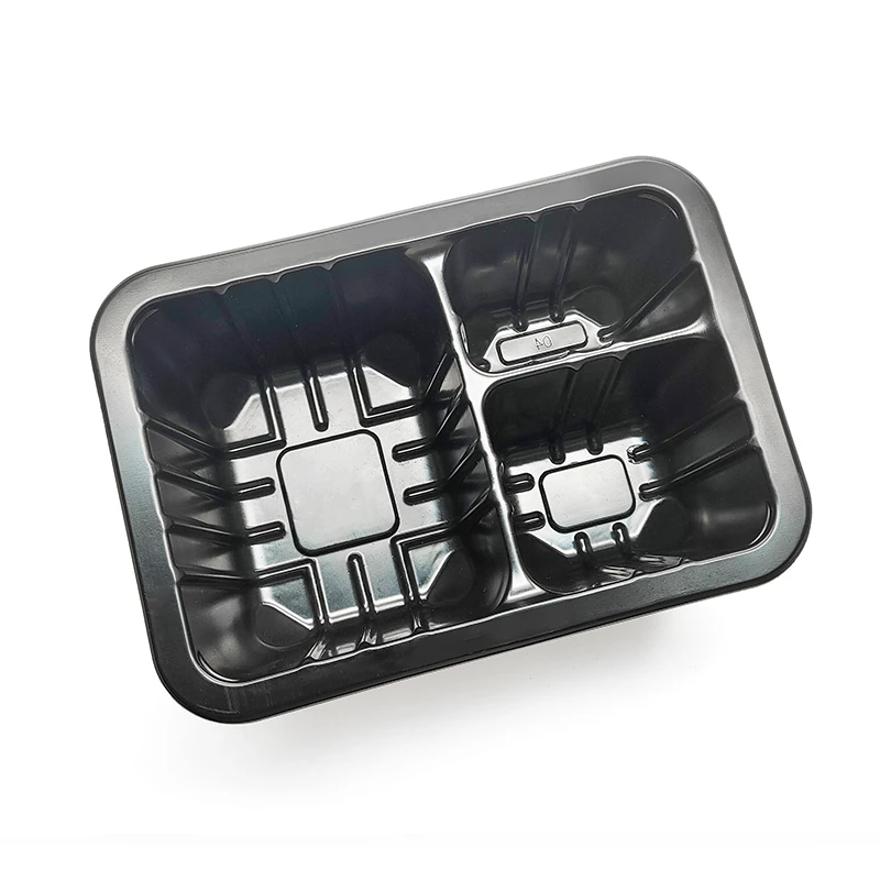 Disposable Fresh Container air Conditioning Box Plastic Food Packaging Box 2014-3 Three-compartment PP Material Film Blister Box