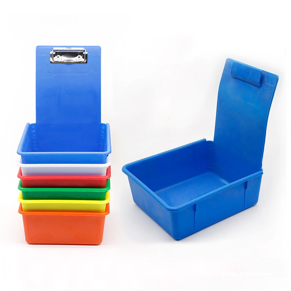 Square Dental Work Pans with Clip Holder Dental Lab Teeth Model Storage Box Plastic Turnover Box for Technician Work