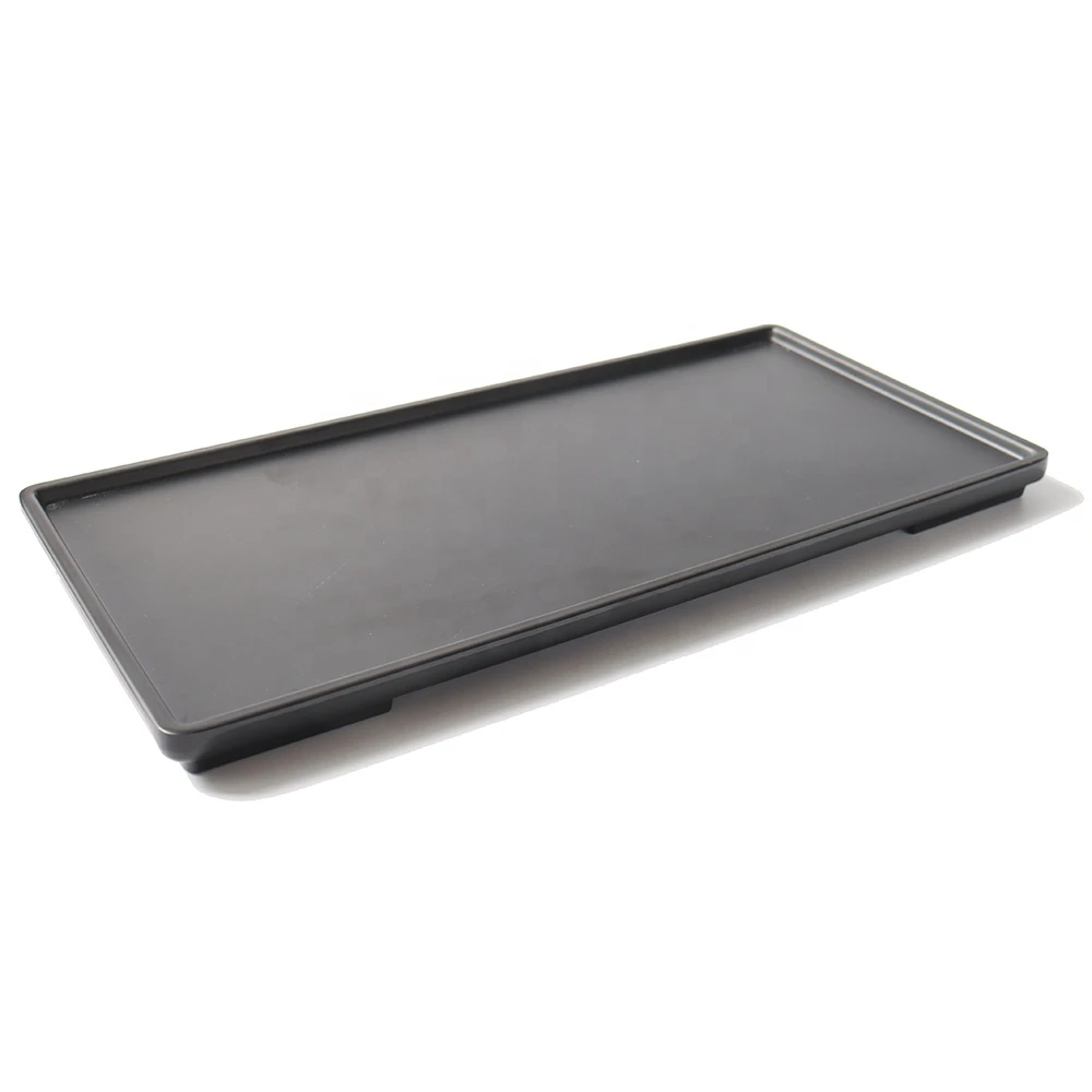 Restaurant Tableware Sushi Serving 12 Inch Black Rectangle Flat Melamine Platter