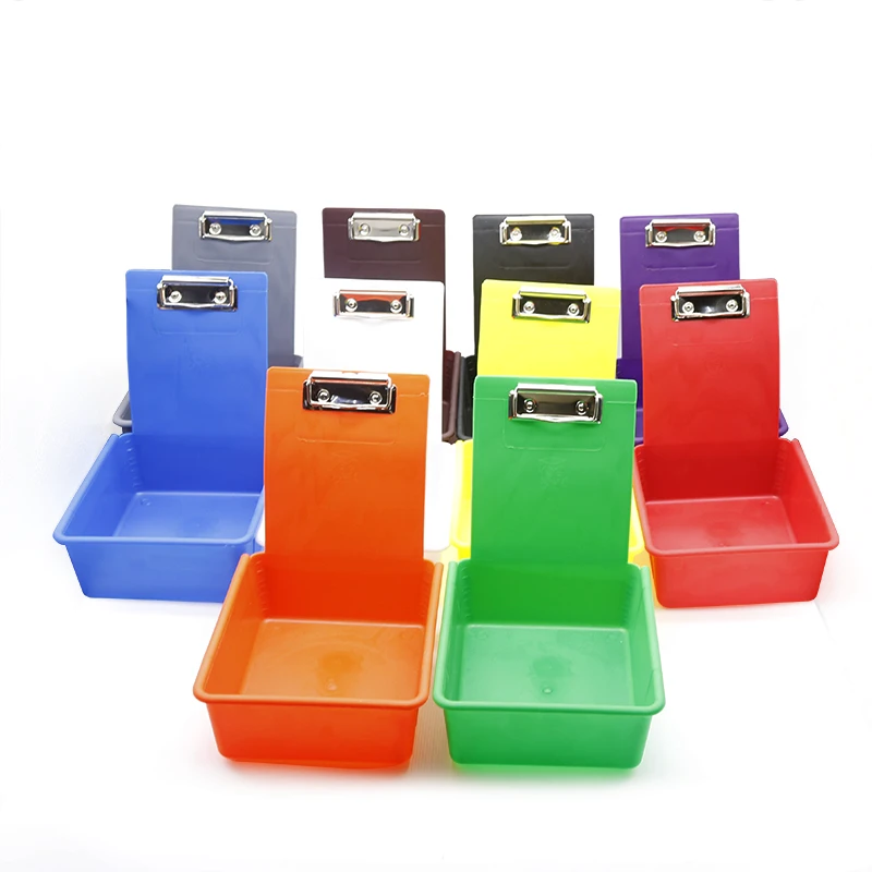 Multicolor Dental Lab Tools Turnover Box Colorful Work Pans with Clip Holder