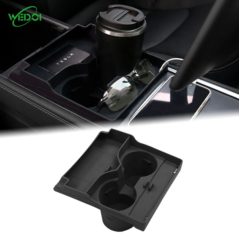 Creative Design Silicone Material Perfectly Fitted Car Center Console Cup Holder Storage Box for Tesla Model 3/Y Highly Quality