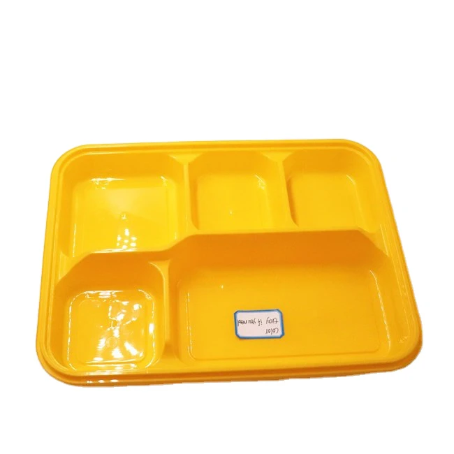 5 Compartment PP Free Reusable Meal Prep Containers Plastic Food Storage Trays with Airtight Lids 5 Portion Lunch Box