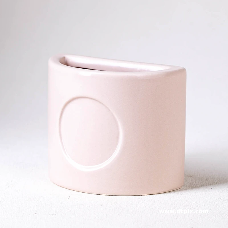 Custom Nordic Style Colorful Semicircle Ceramic Candles Vessel Container Wedding Home Decor Unique Empty Candle Jar