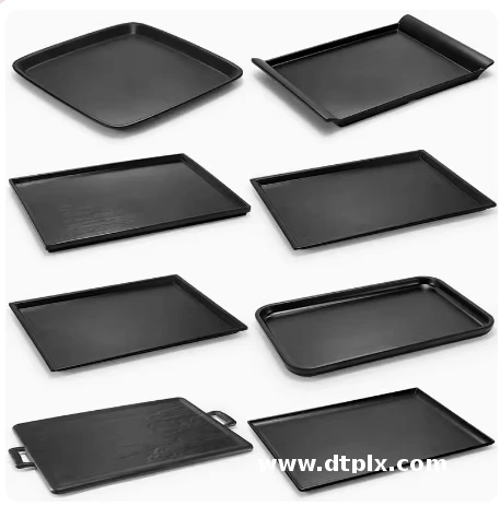 Large Melamine Food Serving Trays Luxury with Handles, Rectangle Platter for Entertaining, Party, Buffet, Coffee Table Tray