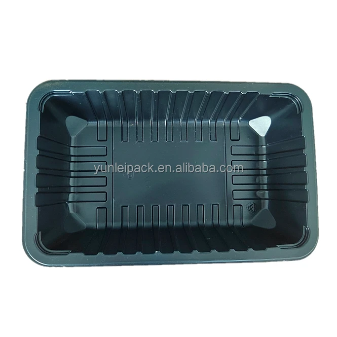 Custom PP Deli Food Storage Black Box Plastic Disposable Food Container Biodegradable Meat Packaging Tray