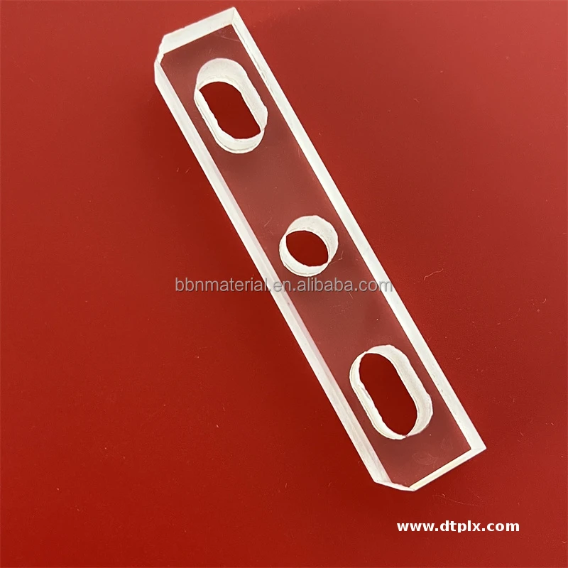Customized 99.99% High Pure clear Crystal Fused Silica  Quartz Glass Plate Part with Holes