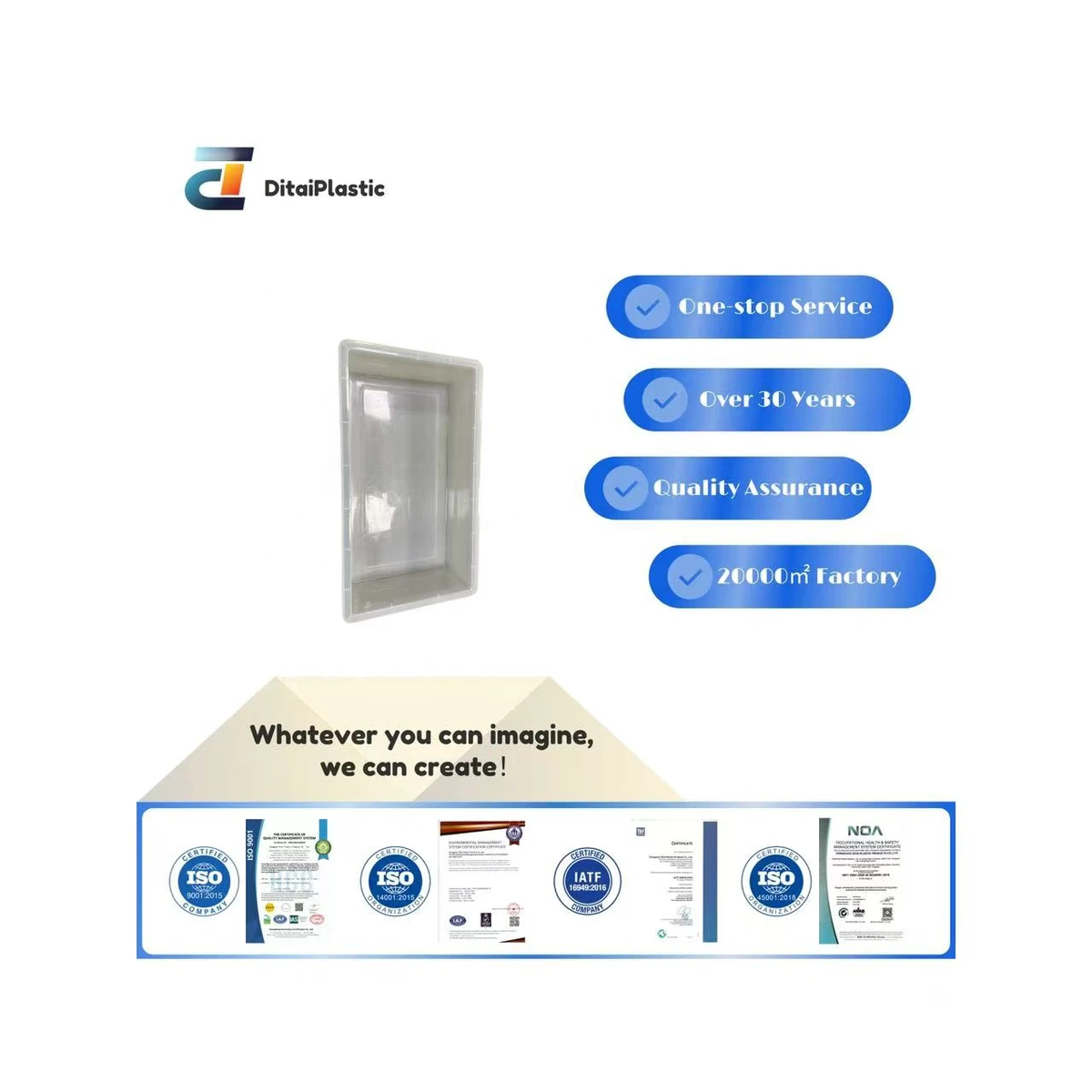 Custom Translucent Plastic Vacuum Formed Component for Industrial Storage Bin Part with Smooth Structure Design