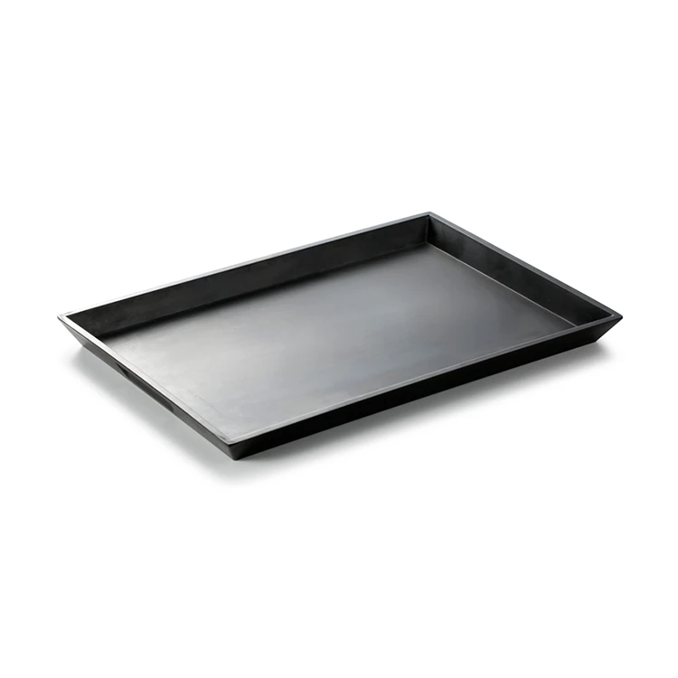 Matt Black Melamine Tableware Wood Grain Serving Tray
