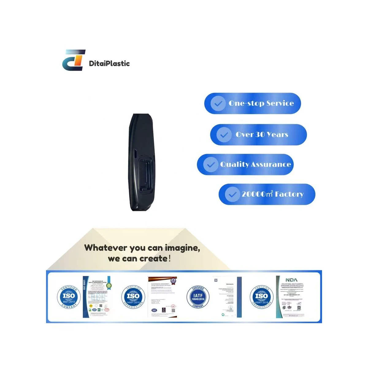 Custom Black Plastic Vacuum Formed Component for Industrial Equipment Housing with Structural Recess Design