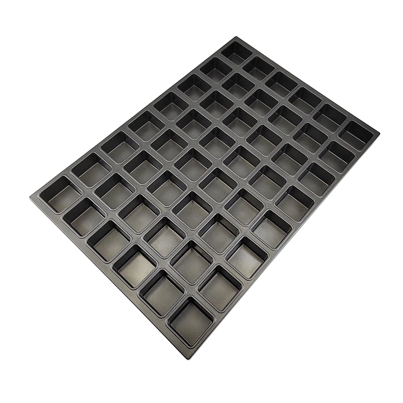 Industrial Baking Tray Aluminized Steel Brownie Bite Pan 48 Cup Mini Square Cupcake Tray Muffin Pie Pallet for Baking