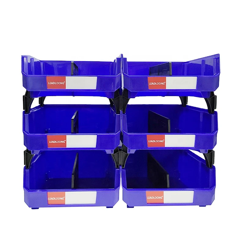 LEADLOONG V4 6pcs 276*279*128MM Plastic Stackable Storage Bins Garage Storage Box Parts Organizer for Tools 10.87*10.98*5.04inch