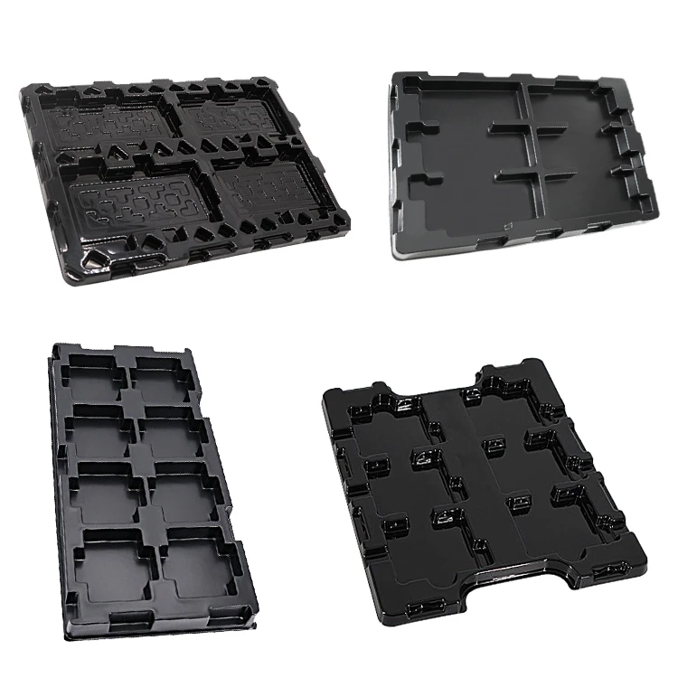 Blister Packaging Tray ESD Plastic Black Consumer Electronics PS Custom for Electronic Component 0.25mm~1.0mm Durable Accept