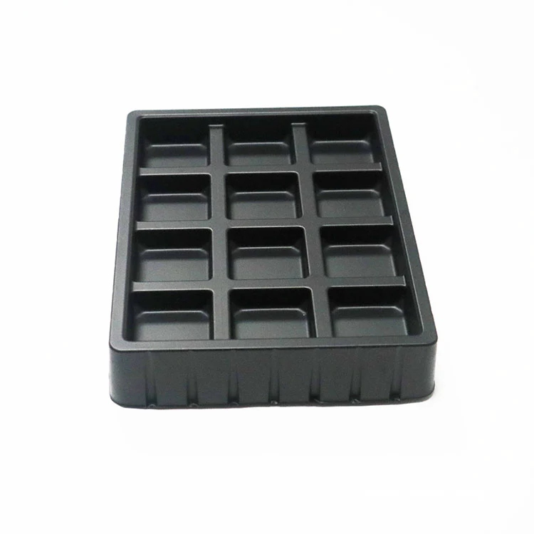 Customized Chocolate Blister Packing Trays Black Plastic Candy Tray Insert for Chocolate