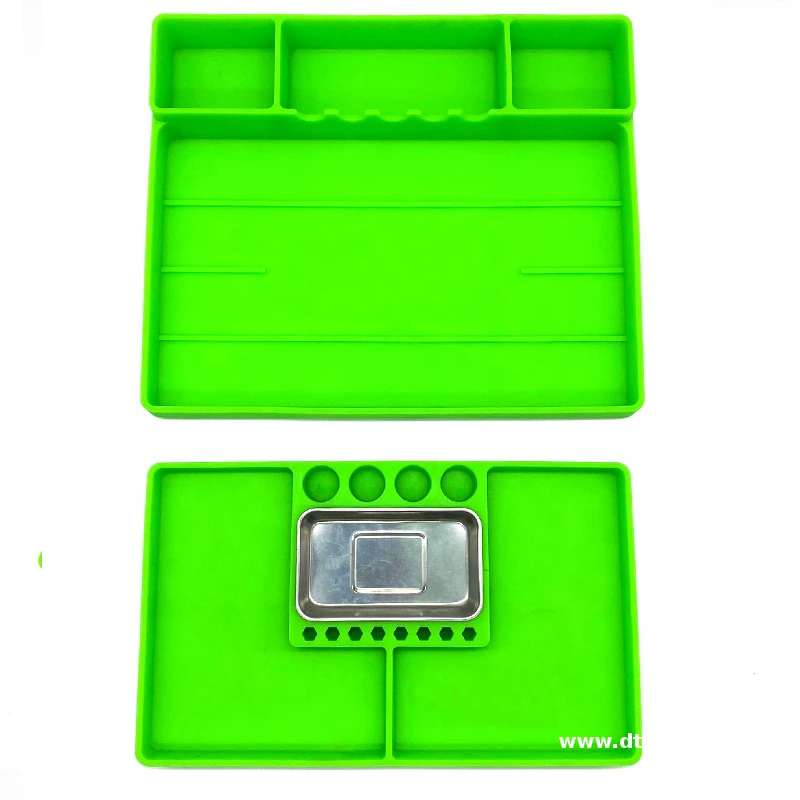 Premium Silicone Tool Tray, Automotive Non-Slip Flexible Silicone Tool Trays, Tool Organizer Mats With Magnetic Small Parts Tray