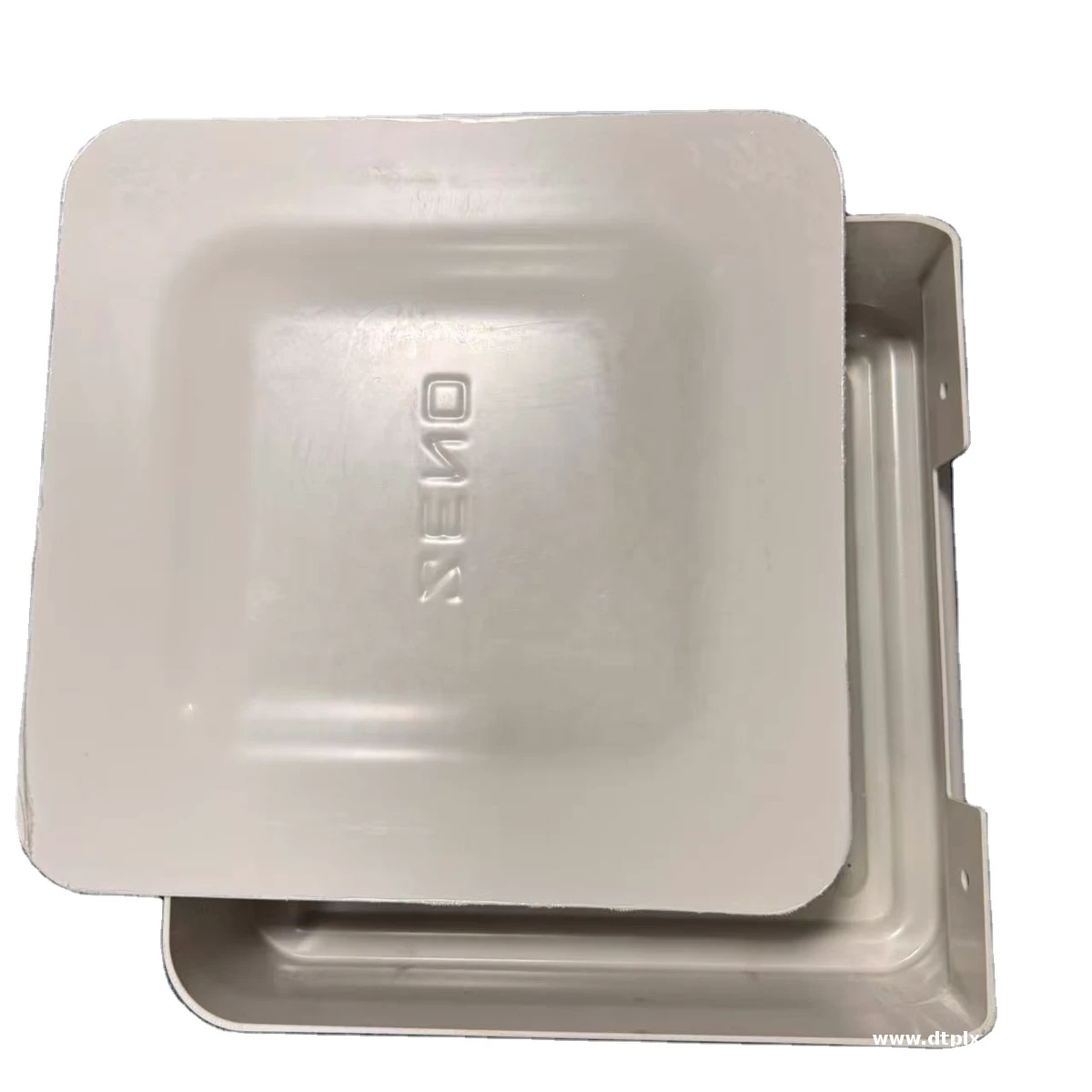 Custom White Plastic Vacuum Formed Component for Branded Square Enclosure with Embossed Logo
