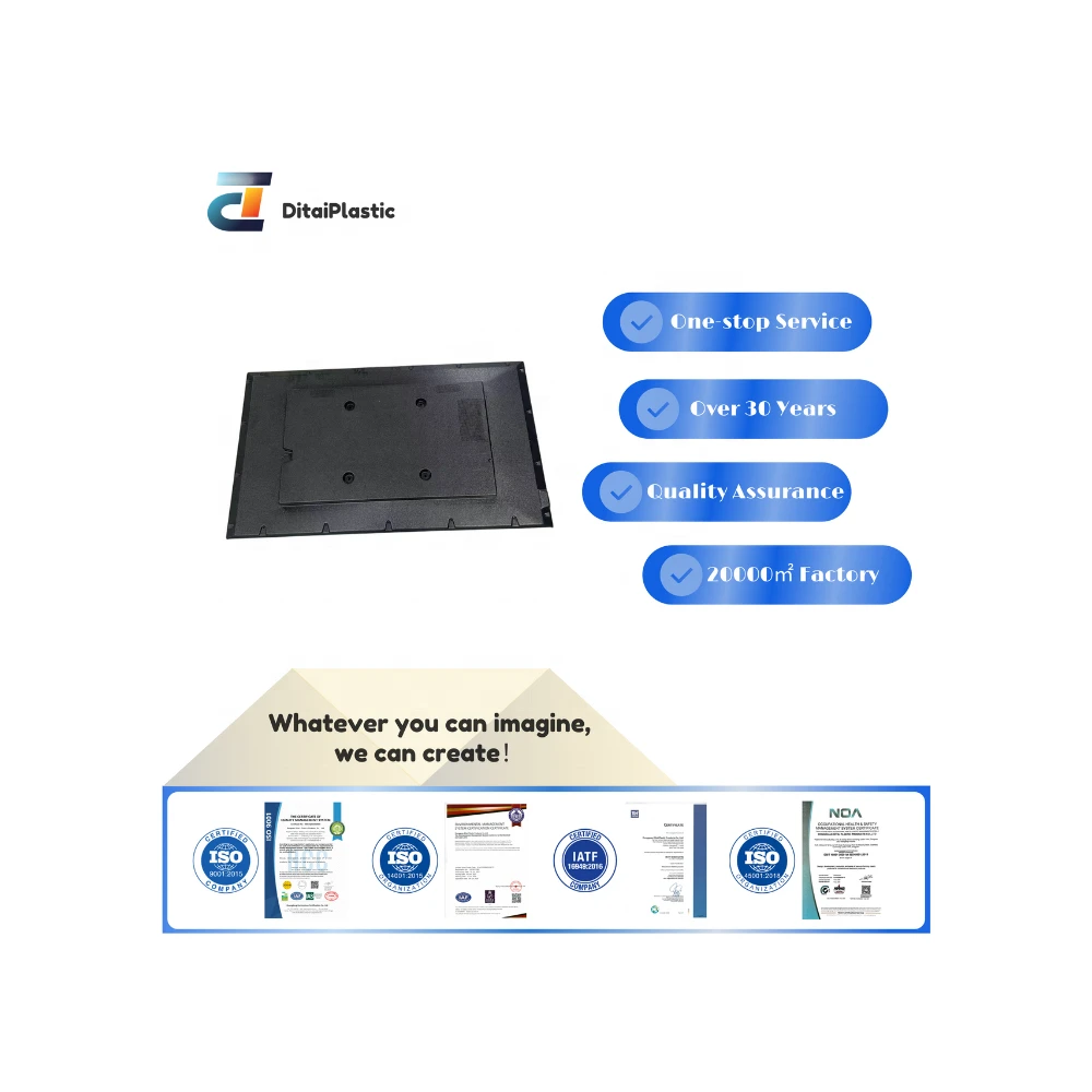 Custom Black Plastic Vacuum Formed Component for Industrial Storage Tray Part with Textured Pattern Design