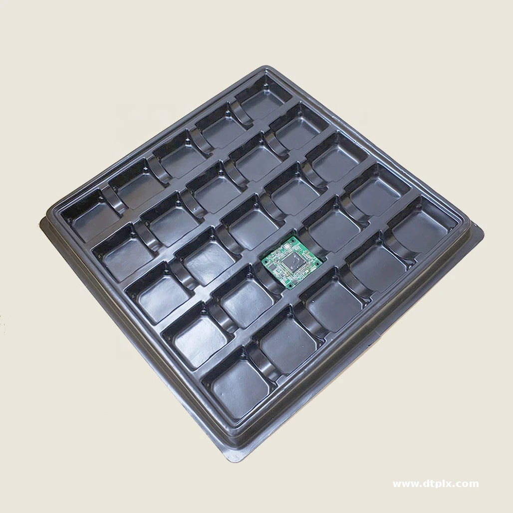 Customized Label Stickers Black Custom Turnover Tray Plastics Recyclable Trapped Blister