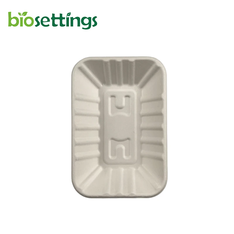 170*115*25mm Small Rectangular Food Tray Disposable Compostable Biodegradable Sugarcane Bagasse Pulp Cake Nut Fruit Tray