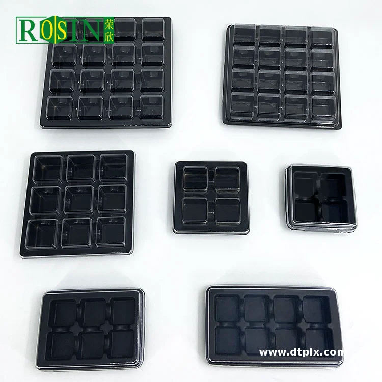 Custom 24 Compartment Black PS Plastic Blister Container for Chocolate Insert Tray