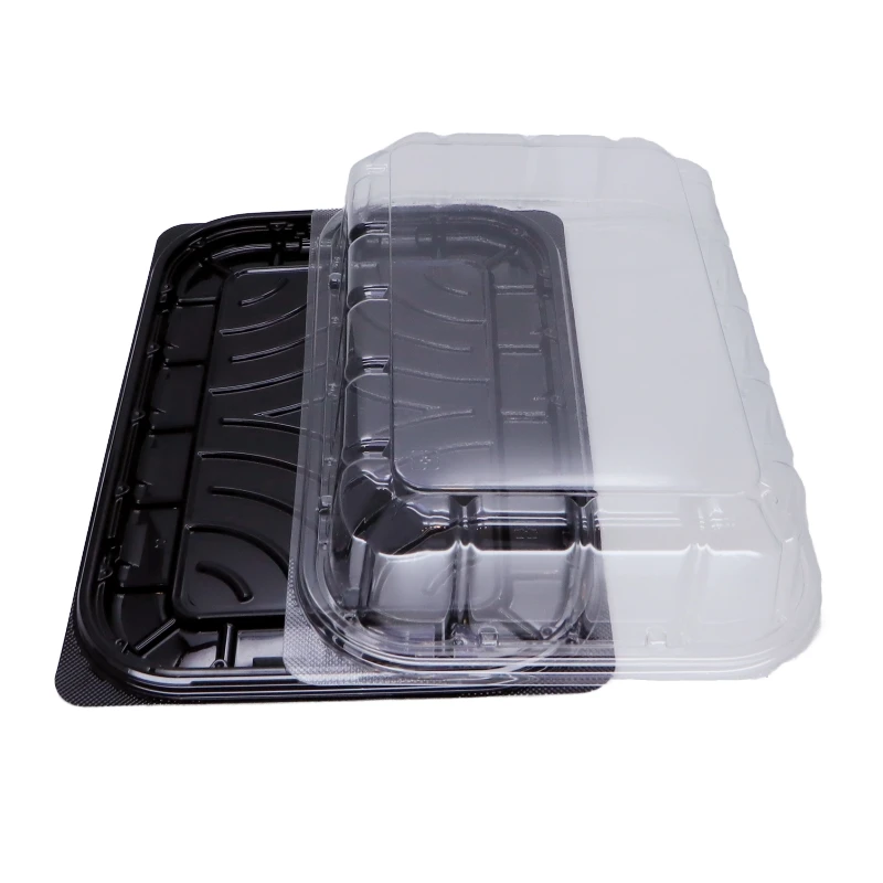 Disposable Recycled Materials PET Square Plastic Packaging Box Lid Blister Clear Sushi Cake Dessert Snack Cookie Pastry Candy