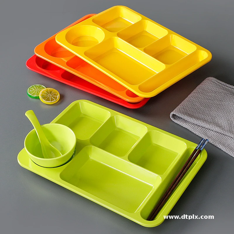 Factory Wholesale Food Grade Melamine Serving Tray with Handle Eco-Friendly Tray for Barbecue