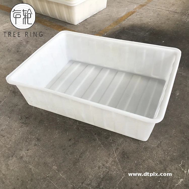 Heavy Duty 80-Gallon Roto Poly Open Top Plastic Tray Basins for Temporary Liquid Storage in Agriculture
