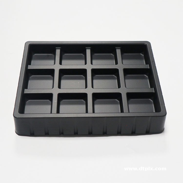 Customized Thermoformed Black Plastic Candy BlisterTray Food PET Blister Tray Container Insert Packaging Chocolate Plastic Tray