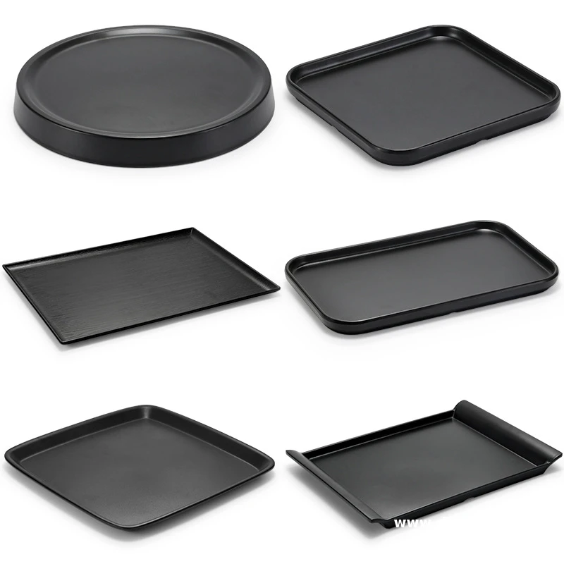 Wholesale Custom Unbreakable Food Serving Tray Rectangle Plastic Melamine Tray for Restaurant