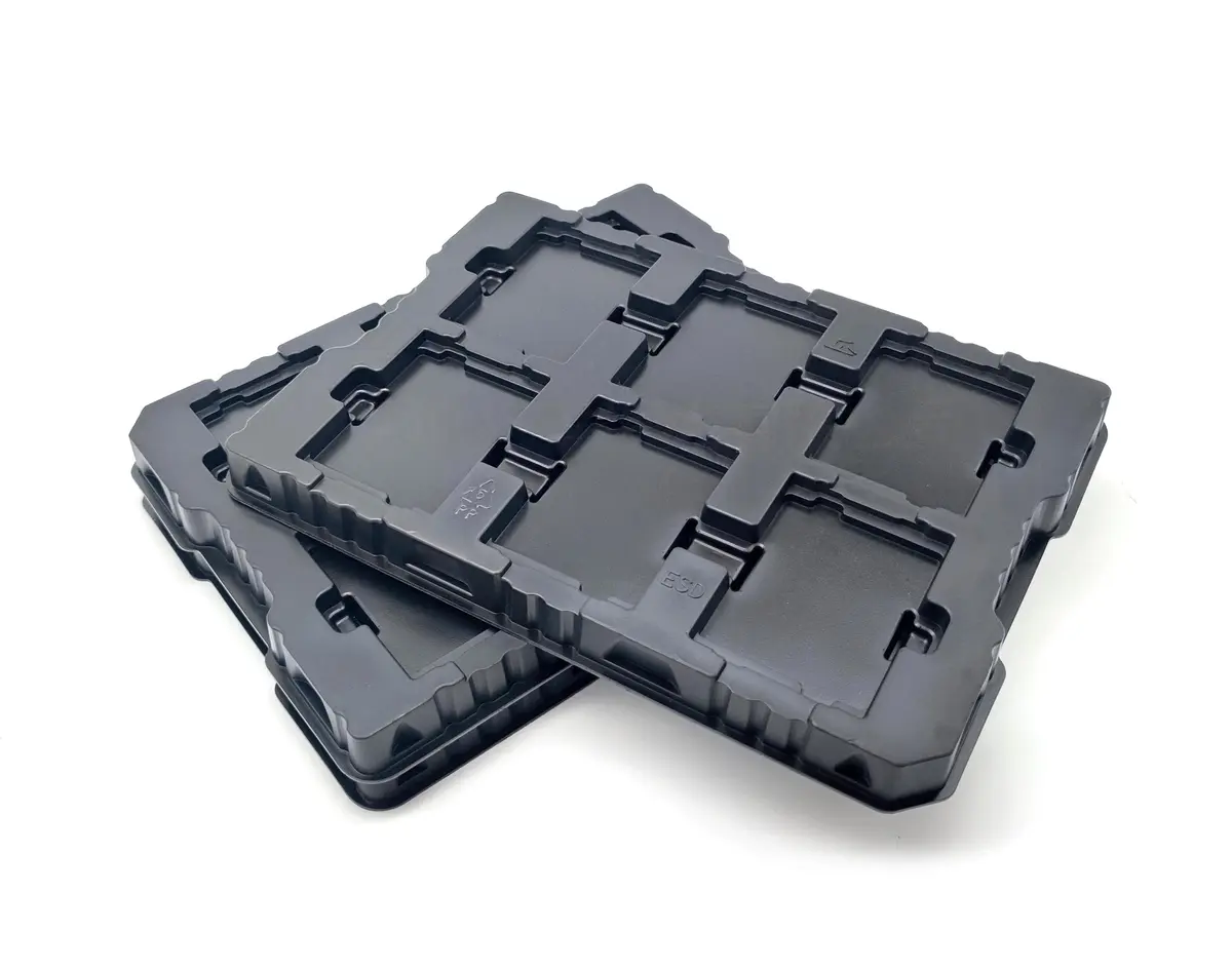 Customized   Plastic  Antistatic Esd Pcb Tray Thermoforming Ps (abs) Black Plastic Blister Tray