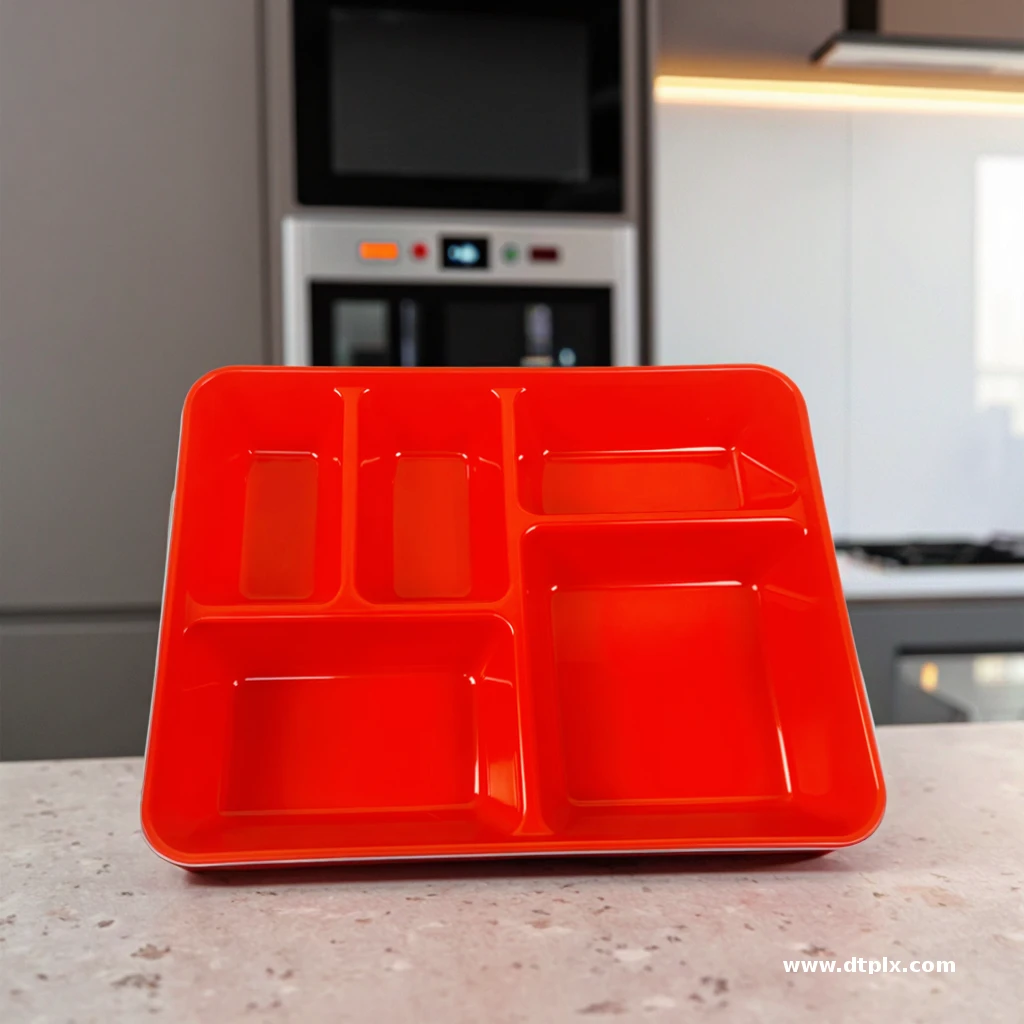 RL-5-46 Custom Molded Compartment PP Lunch Box   Reusable Microwaveable Bento Box