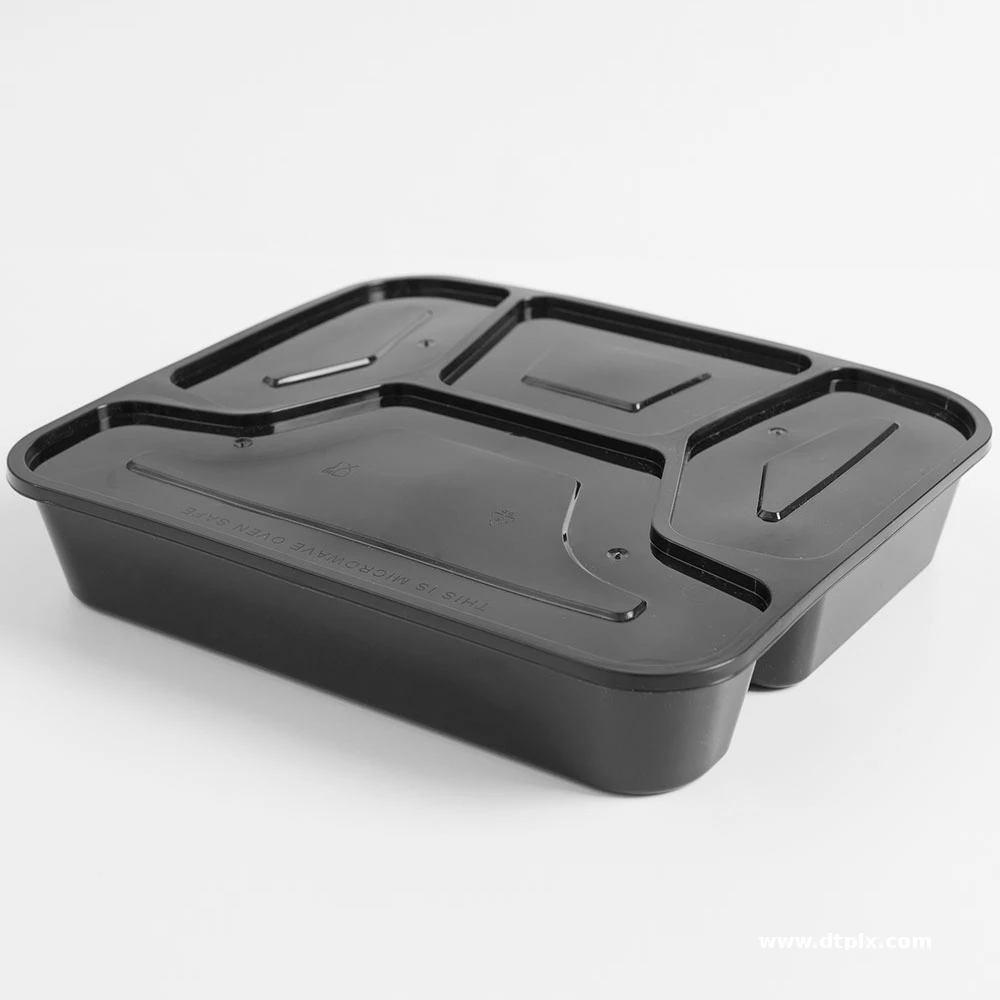 Food Container 4 Compartment Hot Food Disposable Takeaway Containers for Fast Food Wit Divide