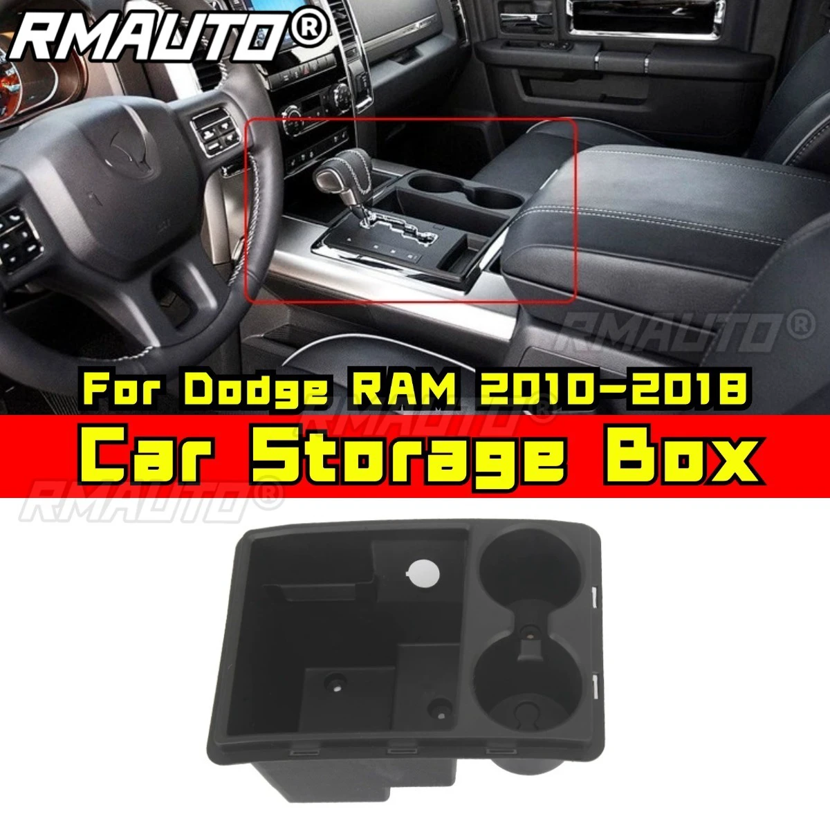 Car Storage Rack Front Center Console Holder Rear Cup Holder Body Kit For Dodge RAM 2010-2018 Car Accessories