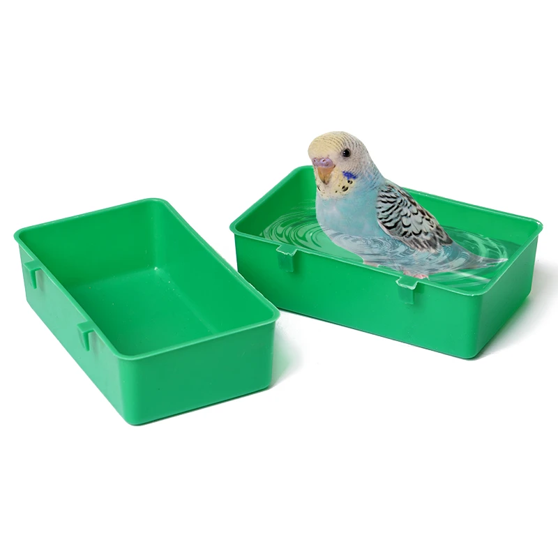 Green Bird Cage Bath Simple Bathing Basin for Parakeet Canary Finch Hamster Small Pet Hang Shower
