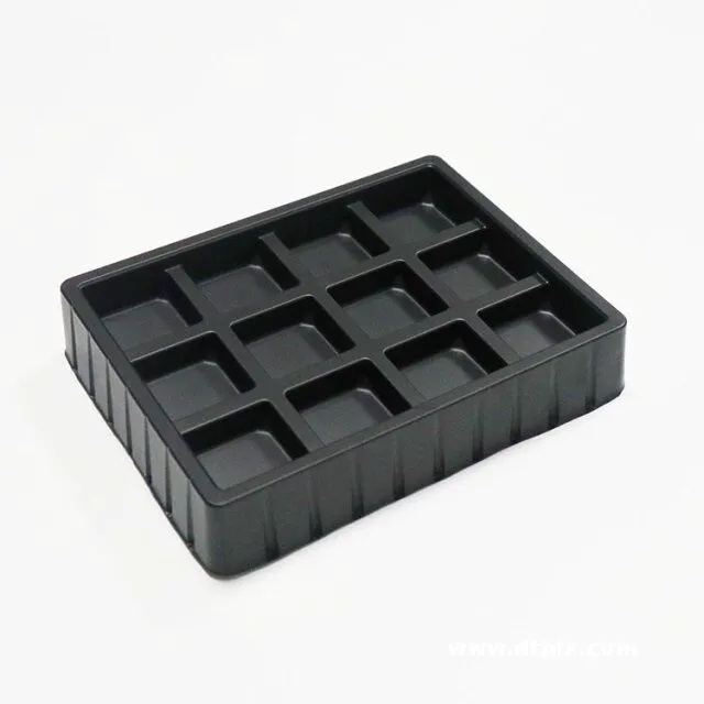 Customize PS Black Golden Plastic Chocolate Insert Tray Suppliers Pet Plastic Cavity Blister Plastic Chocolate Packaging Tray