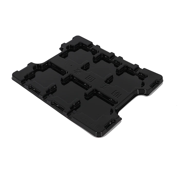 Customized Blister Plastic Insert Black ESD Plastic Grid Tray Multi-Cavity Storage Tray for Electronic Components