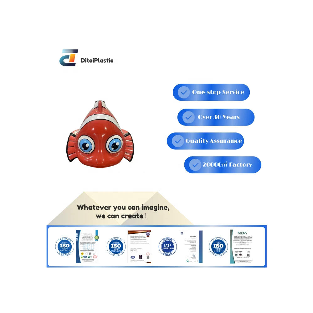 Custom Red Plastic Vacuum Formed Component for Cartoon Fish Decor with Colorful Design