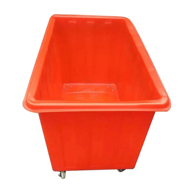 Wholesale Heavy Duty Plastic Mobile Laundry Cart with Two Swivel Wheels & Brakes 500KG Capacity for Hotel & Laundry Use