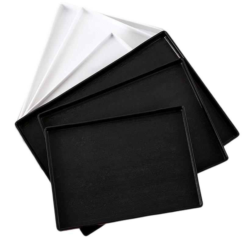 Custom Logo Melamine Black and White Plastic Swimming Pool Floating Trays for Serving Food