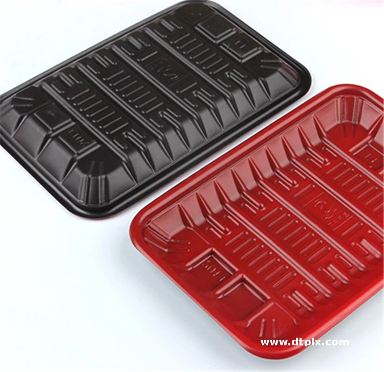 Disposable Frozen Food Tray Packaged Black Red Supermarket Meat Blister Packing Plastic Food Tray
