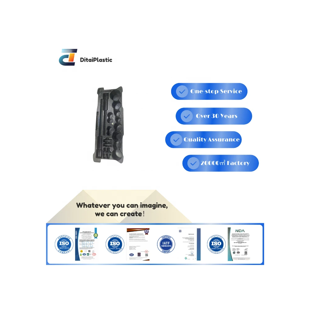 Custom Black Plastic Vacuum Formed Component for Tool Organizer Tray with Multi Cavity Design