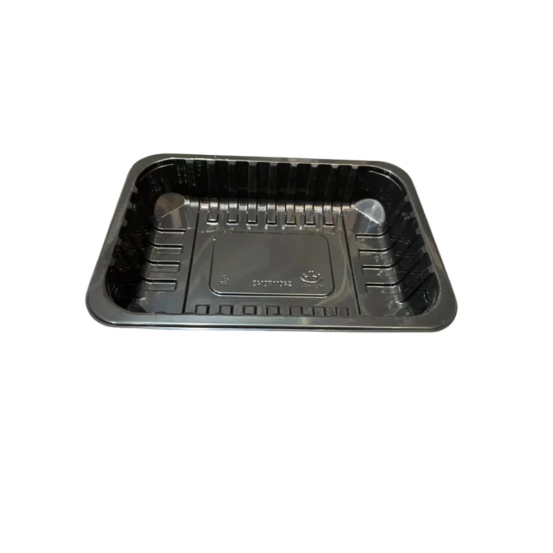 Black Plastic MAP Tray Durable Plastic Plates & Bowls Microwave Safe Modified Atmosphere Packaging Food Container