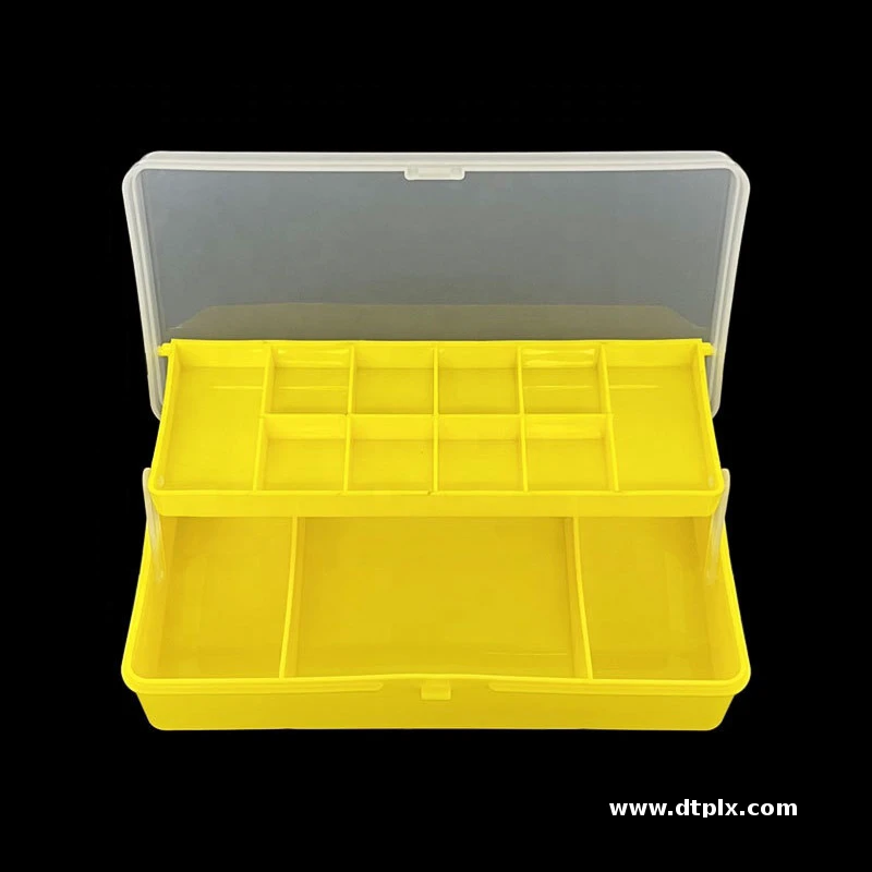 Double Layer Fishing Bait Box Yellow Convenient Storage Fishing Lures Tackle Box