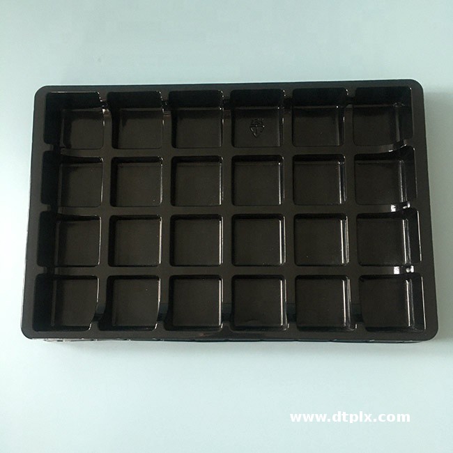 Custom Chocolate PET Plastic Tray Packaging Truffle Trays Candy Insert Black Blister Tray for Chocolate